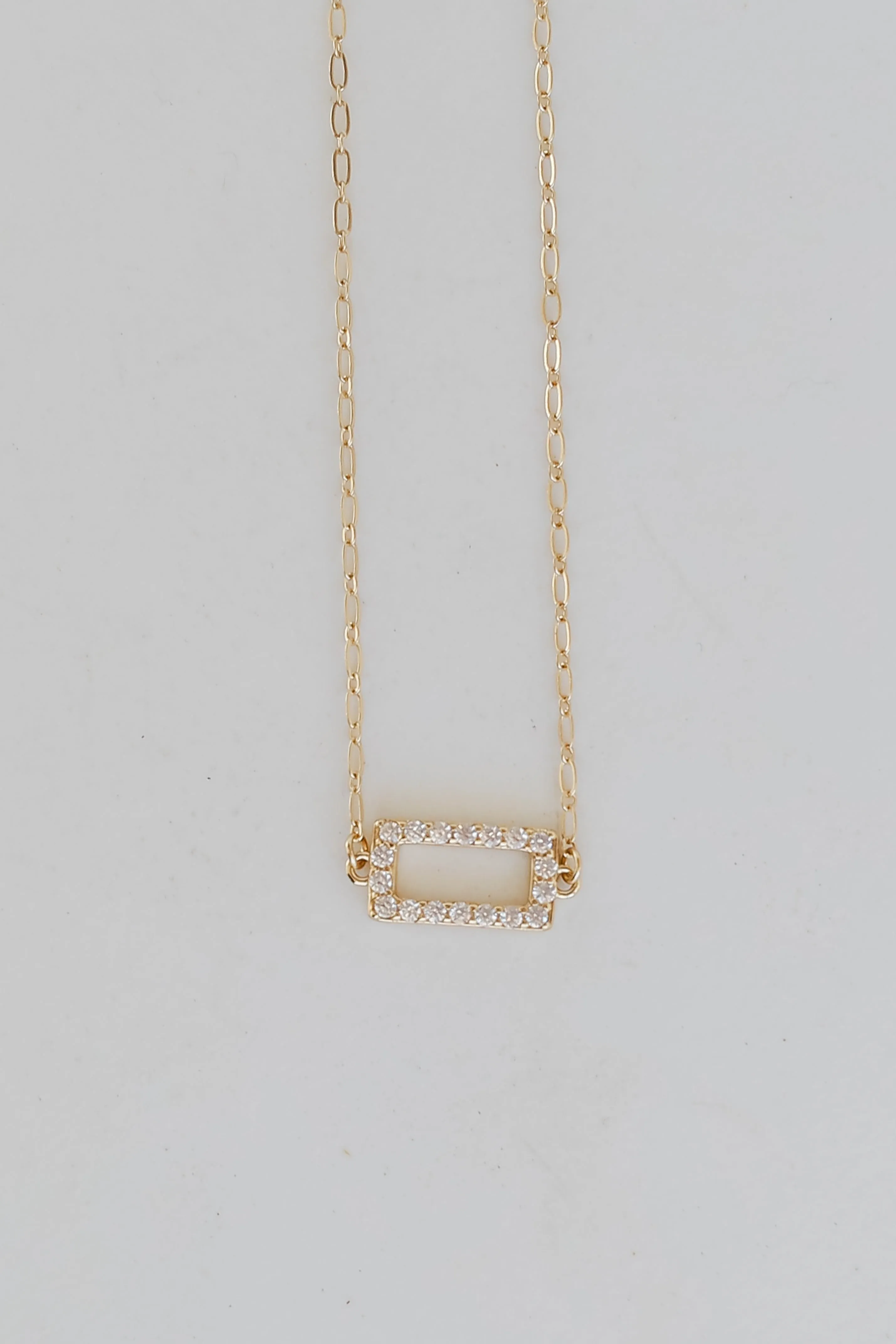 Brynne Gold Rhinestone Bar Charm Necklace