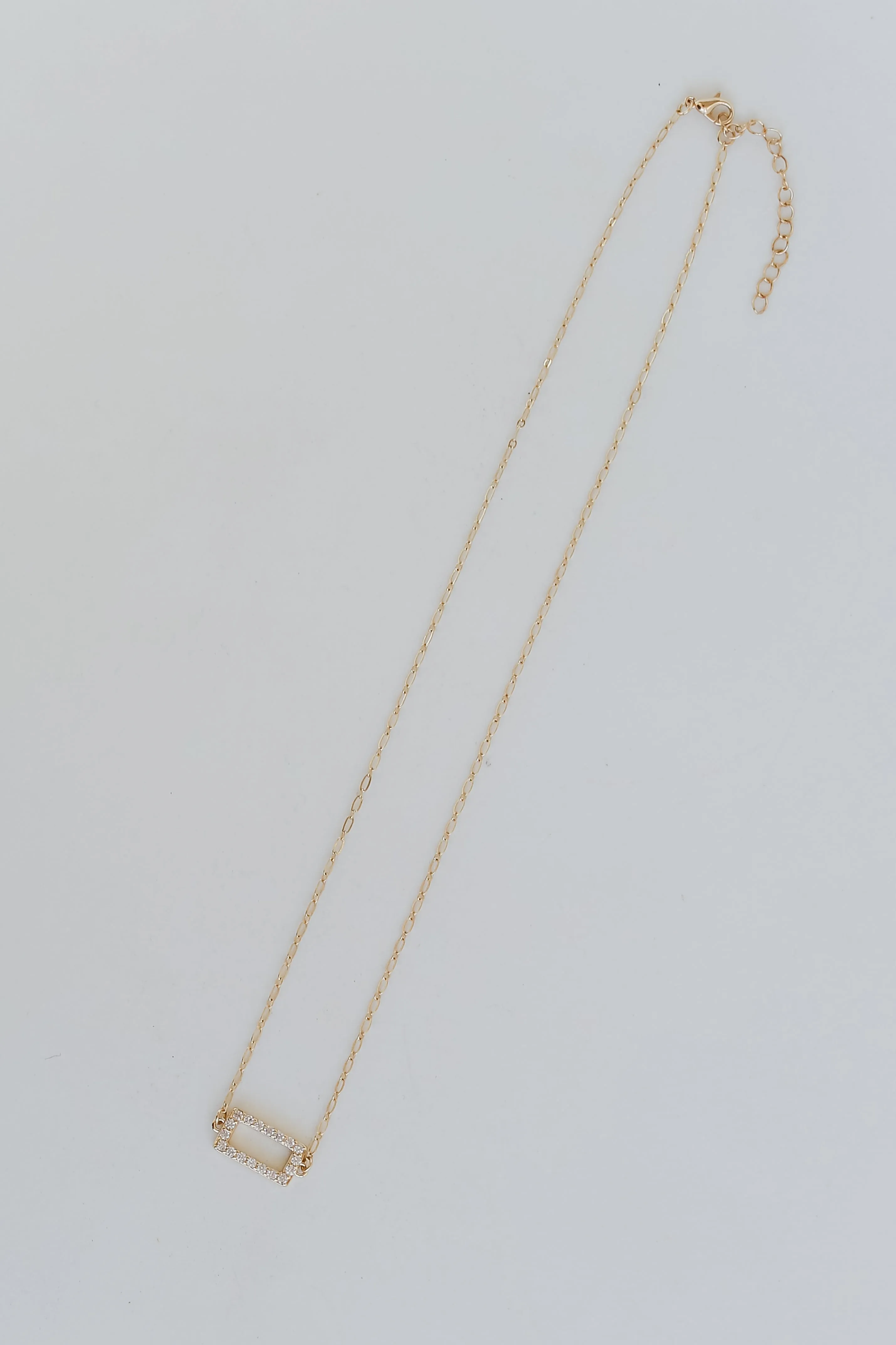 Brynne Gold Rhinestone Bar Charm Necklace