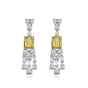 “Canaria” Sterling silver simulated yellow diamond chandelier earrings