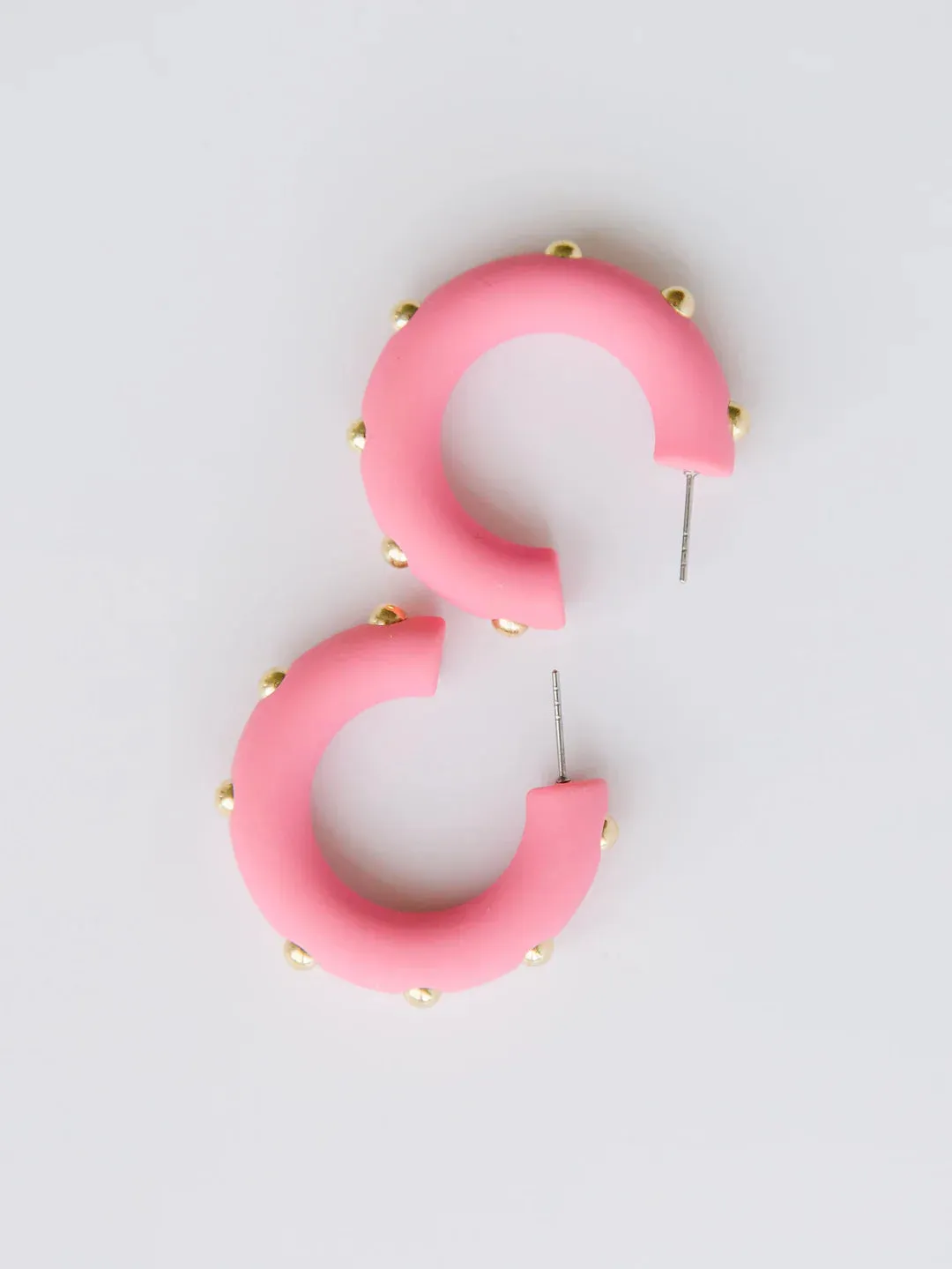 Candace Light Pink with Gold Studs Hoop Earrings