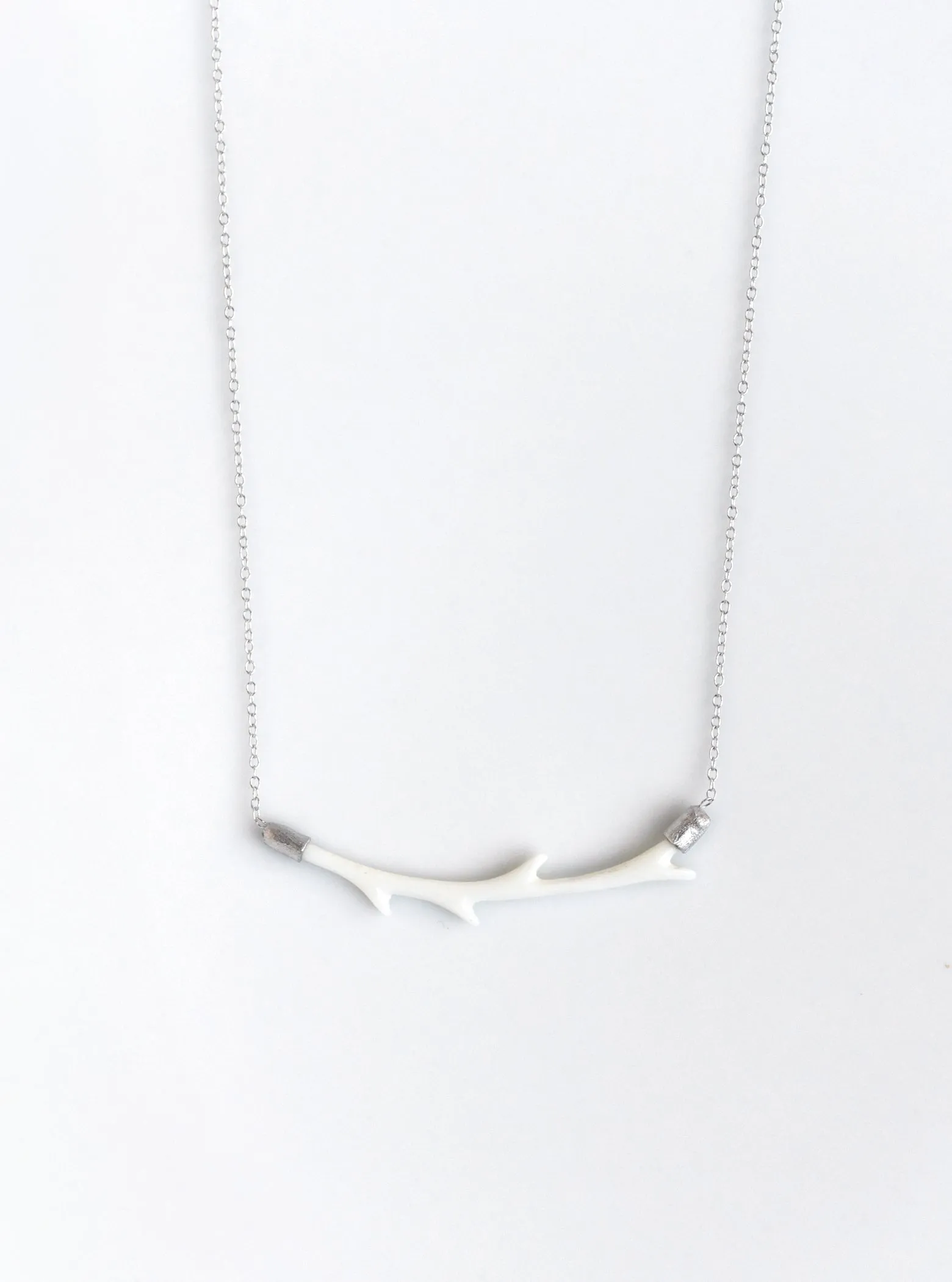 Carved Bone Branch Horizontal Bar Necklace