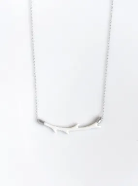 Carved Bone Branch Horizontal Bar Necklace