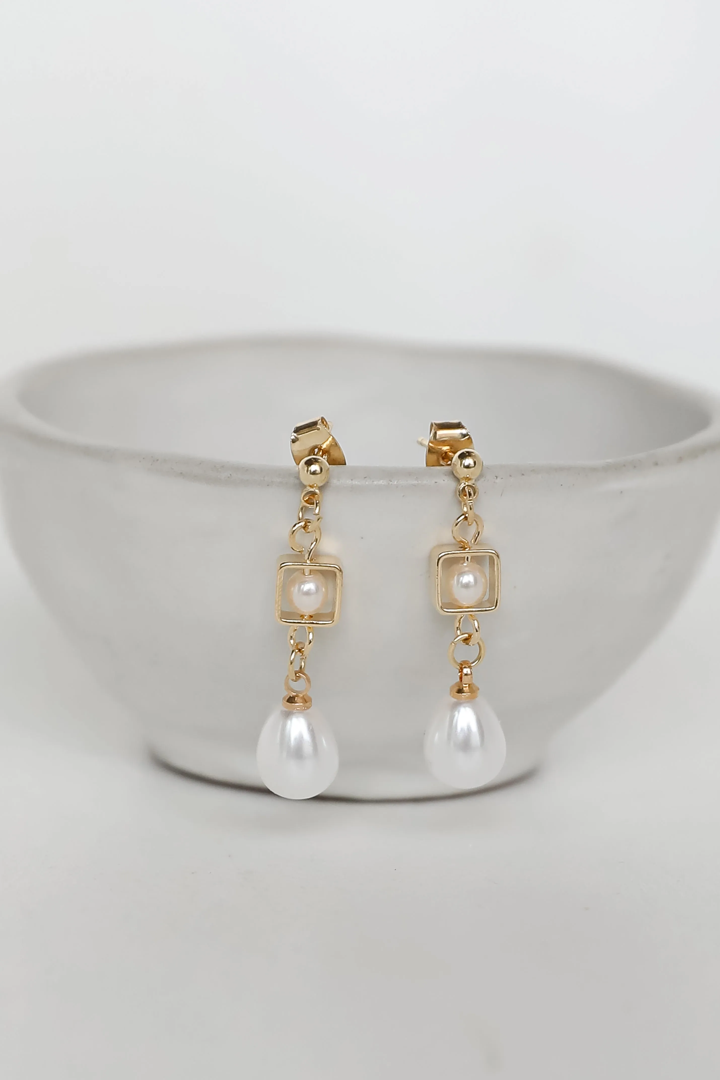 Catherine Gold Pearl Drop Earrings