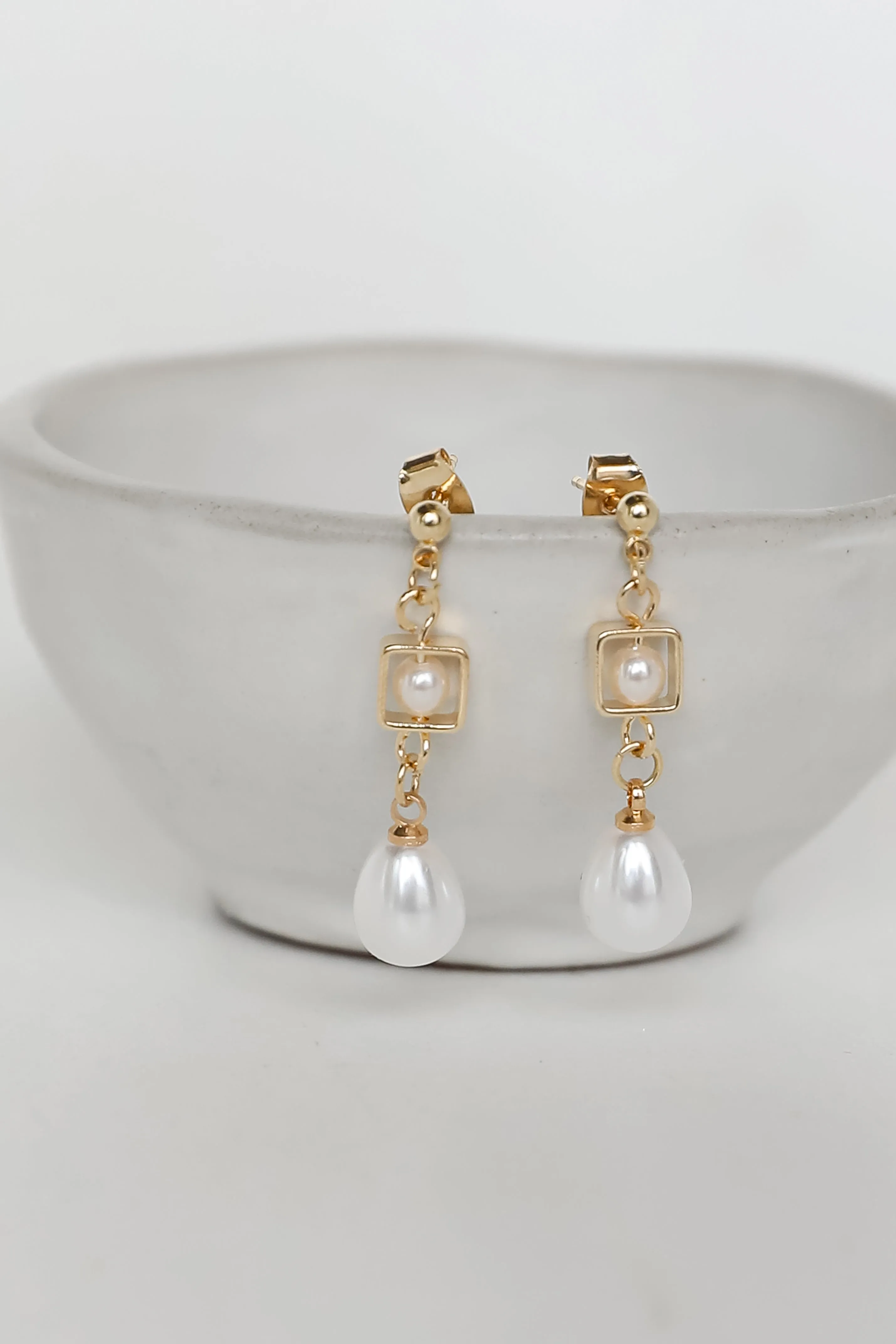 Catherine Gold Pearl Drop Earrings