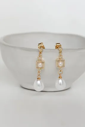 Catherine Gold Pearl Drop Earrings