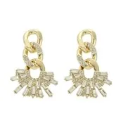 Chain Drop Rhinestone Baguette Fringe Earring