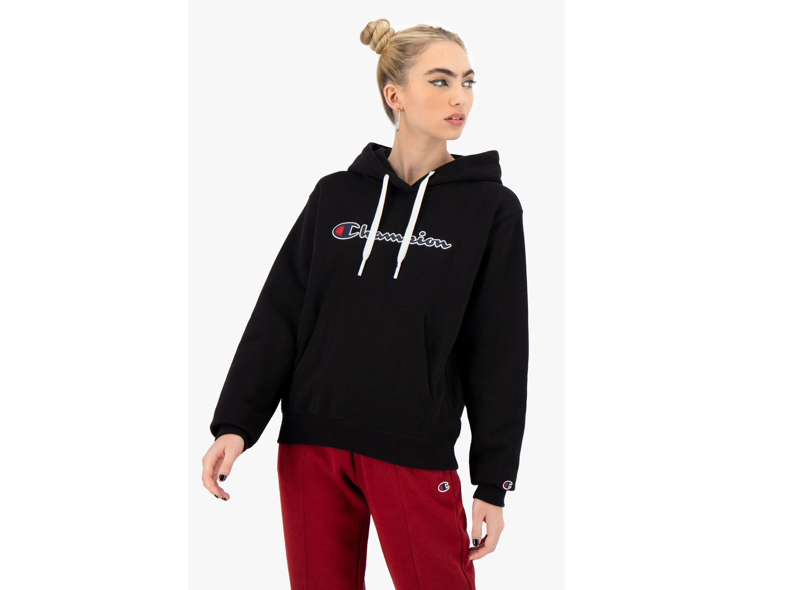 CHAMPION Felpa Cappuccio Logo Nero 114461