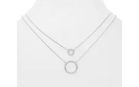 Circle Layered Necklace- White Gold