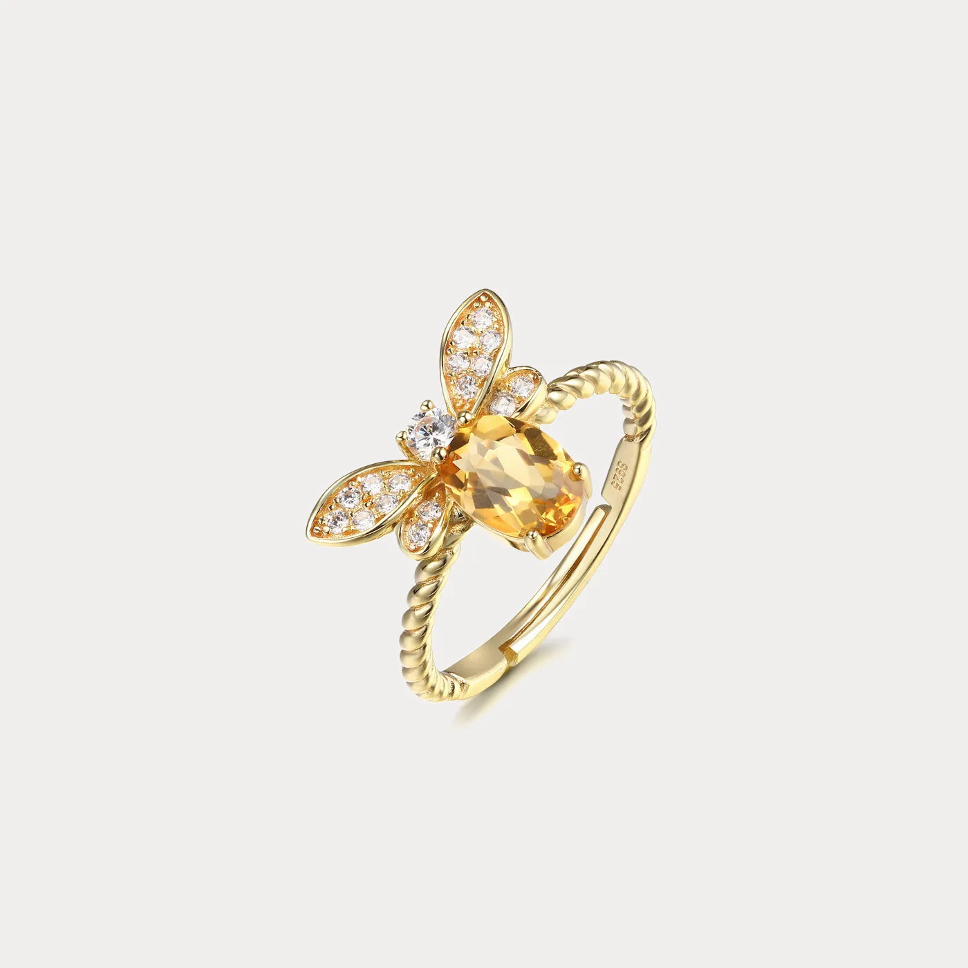 Citrine Honey Bee Ring