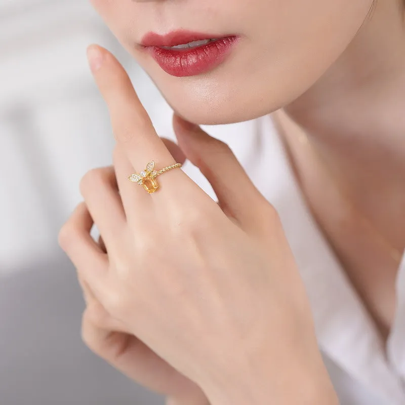 Citrine Honey Bee Ring