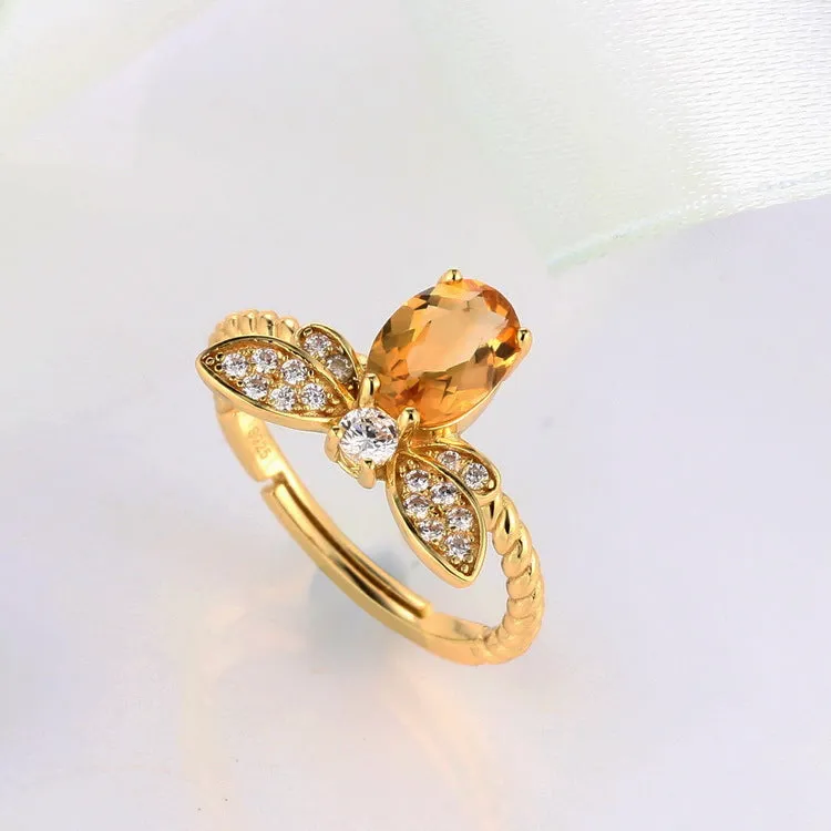 Citrine Honey Bee Ring