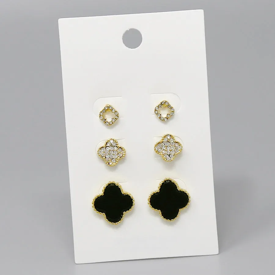 Clover Shape Stud Earring Set