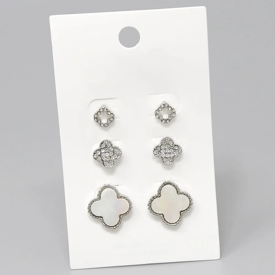 Clover Shape Stud Earring Set