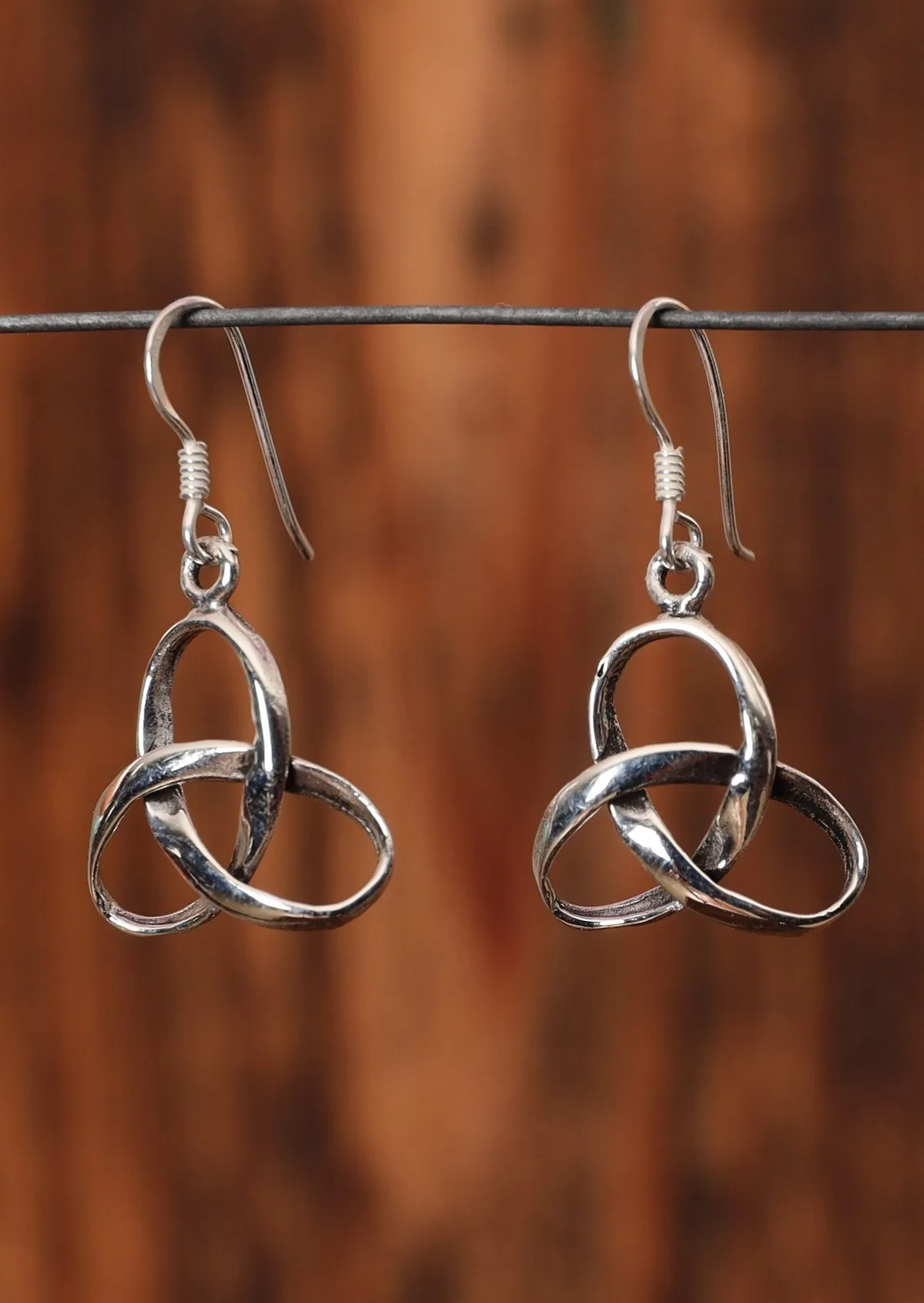 Continuous Knot Silver Hook Earrings