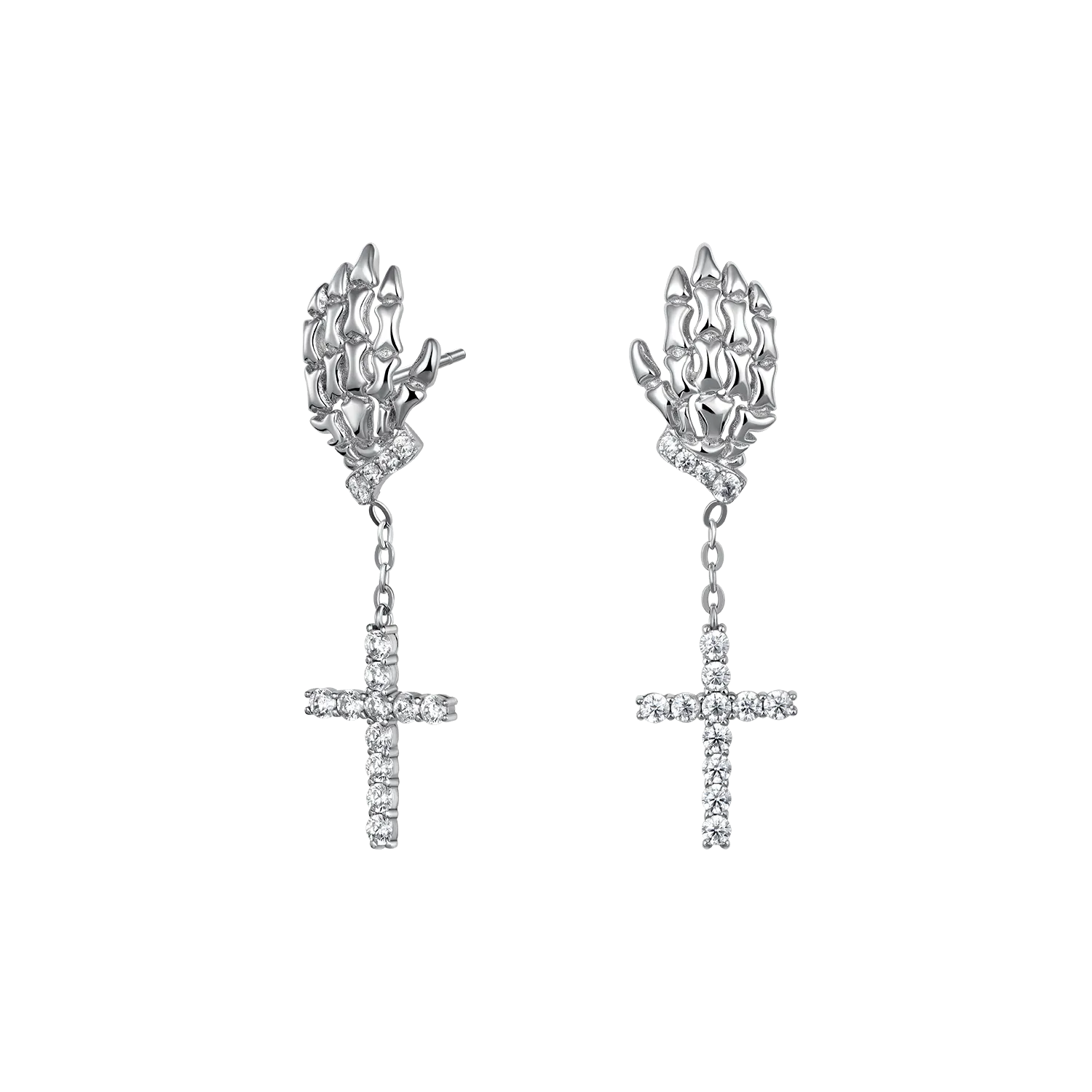 Cross Skeleton Hand Earring - Single