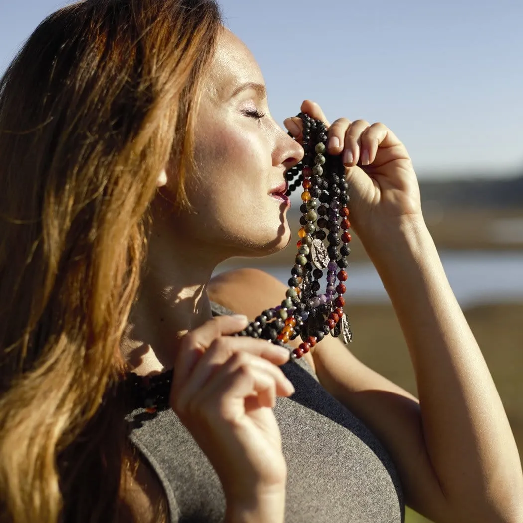 Crown Chakra Aromatherapy Mala Necklace with Ganesh Pendant