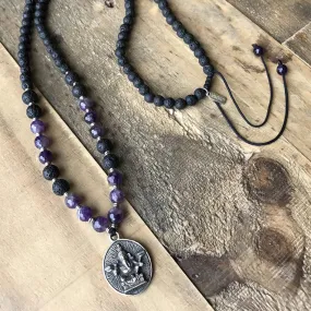 Crown Chakra Aromatherapy Mala Necklace with Ganesh Pendant