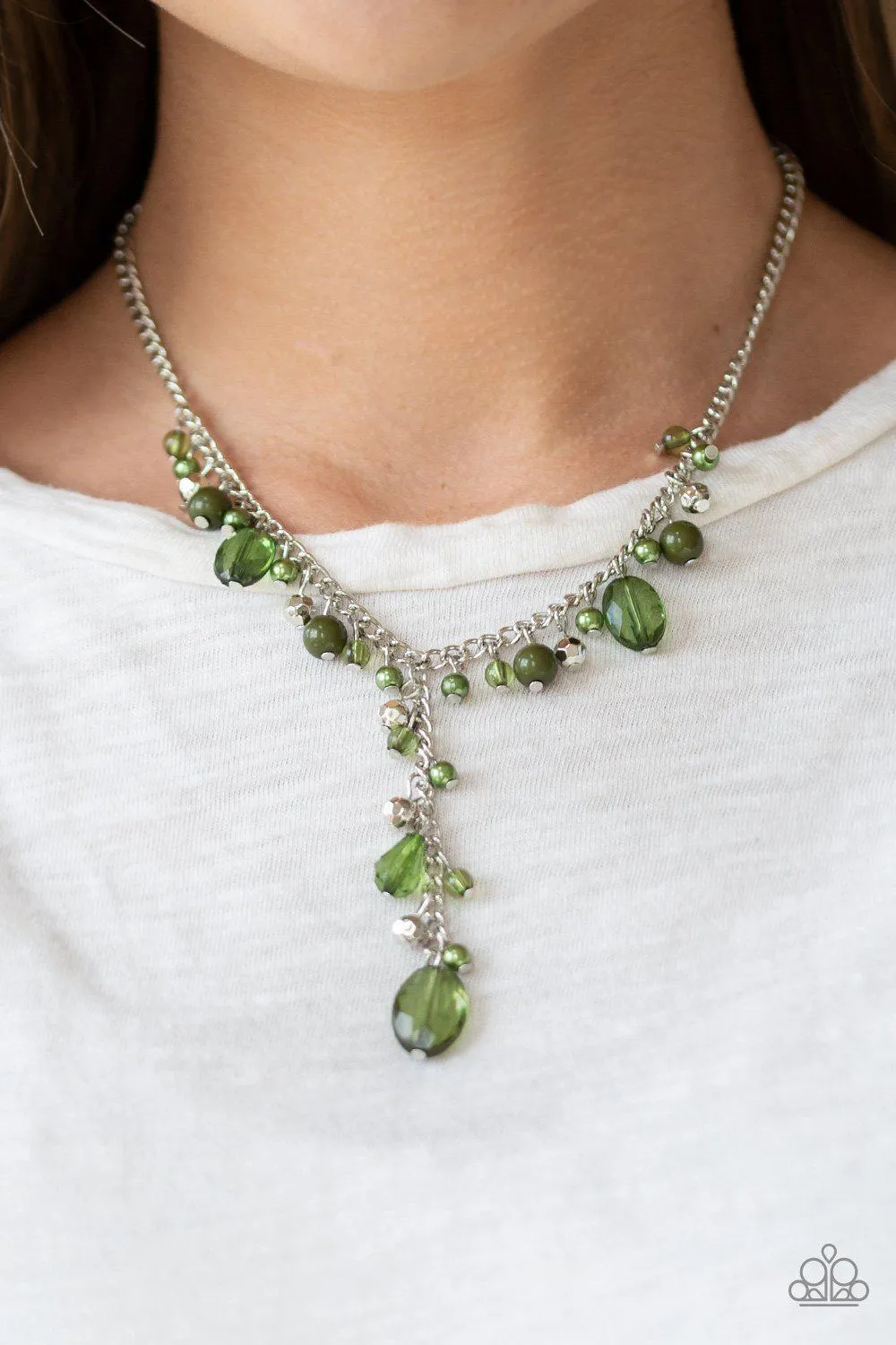 Crystal Couture Green Necklace and matching Earrings - Paparazzi Accessories