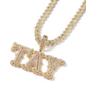 Custom Bling Iced Out Capital Letter Pendant with Premium Cuban Chain Necklace