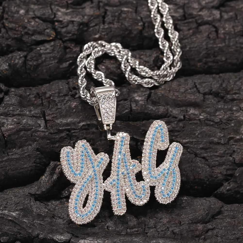 【Custom】Iced 1 Row/2 Row Cursive Letter Pendant