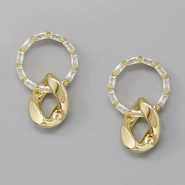 CZ Pave Hoop Statement Earrings