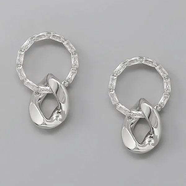 CZ Pave Hoop Statement Earrings