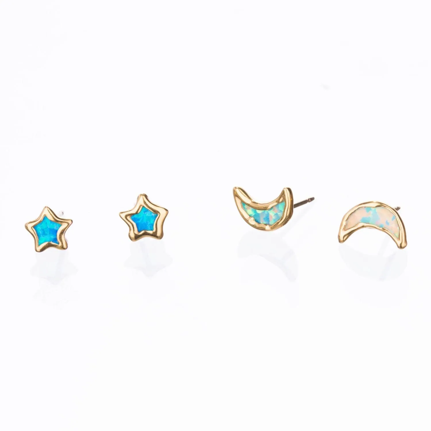 Dainty Star Kyocera Opal Stud Earrings