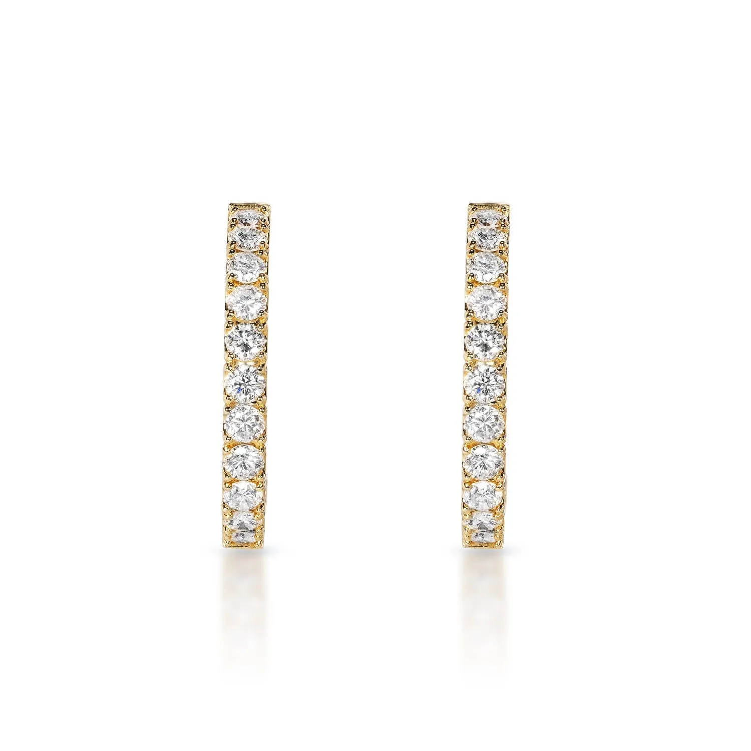 Danna 6 Carat Round Brilliant Diamond Hoop Earrings in 14k Yellow Gold