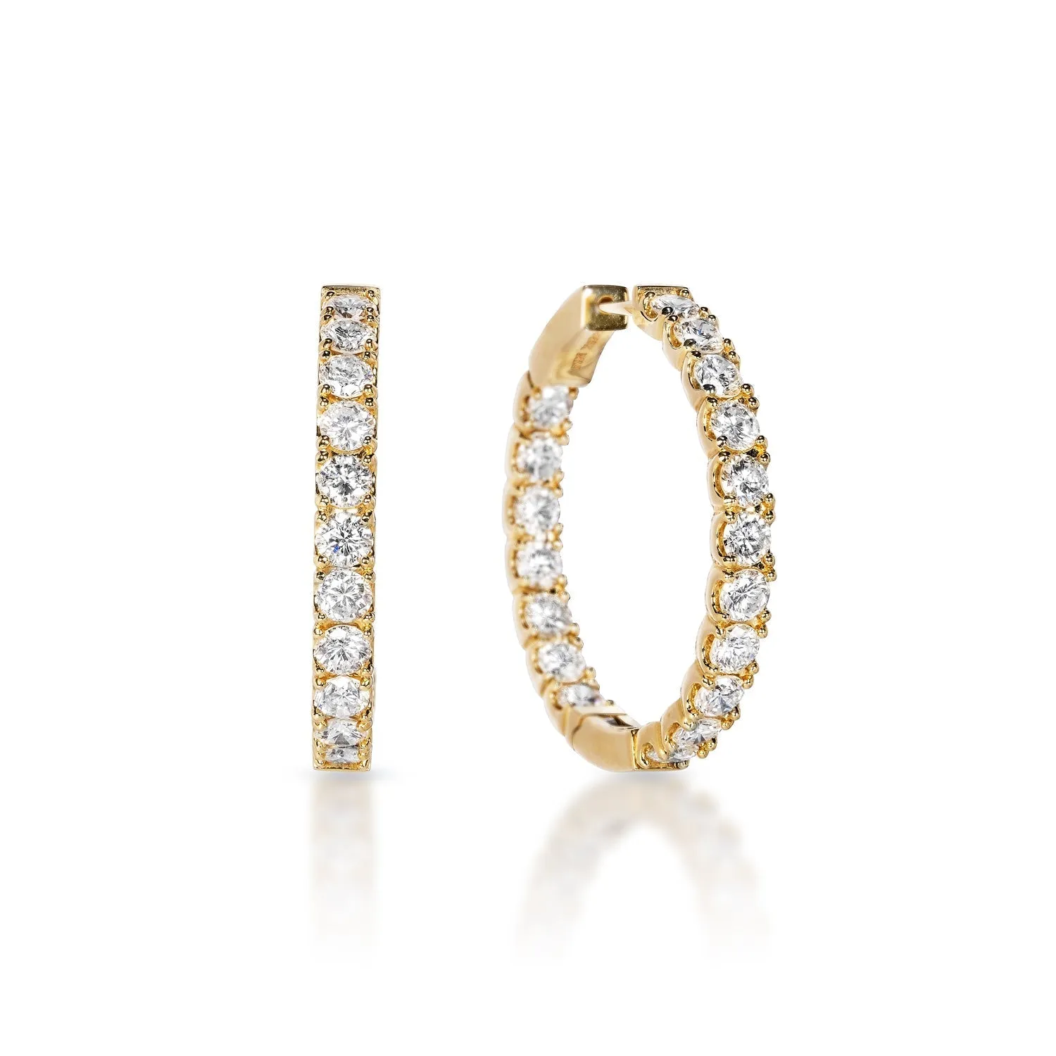 Danna 6 Carat Round Brilliant Diamond Hoop Earrings in 14k Yellow Gold