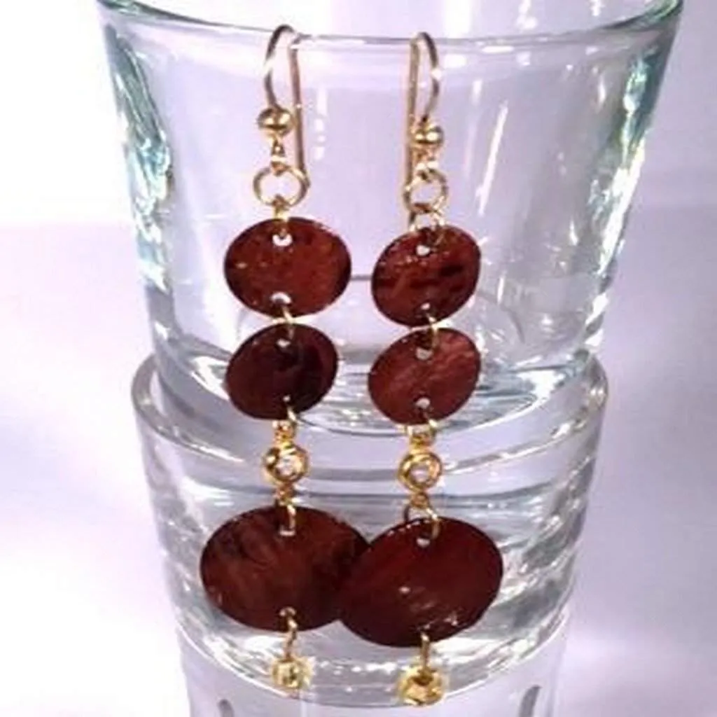 Dark Brown Shell Dangle Earrings