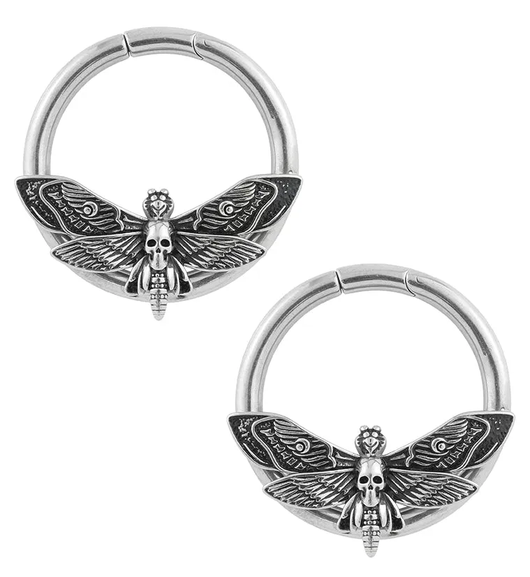 Death Moth Stainless Steel Hinged Ear Weights