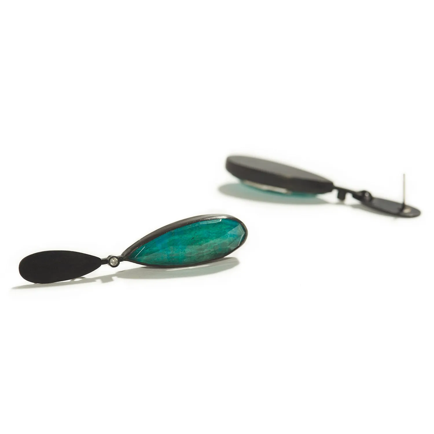 Deep Chrysocolla Drop Earrings