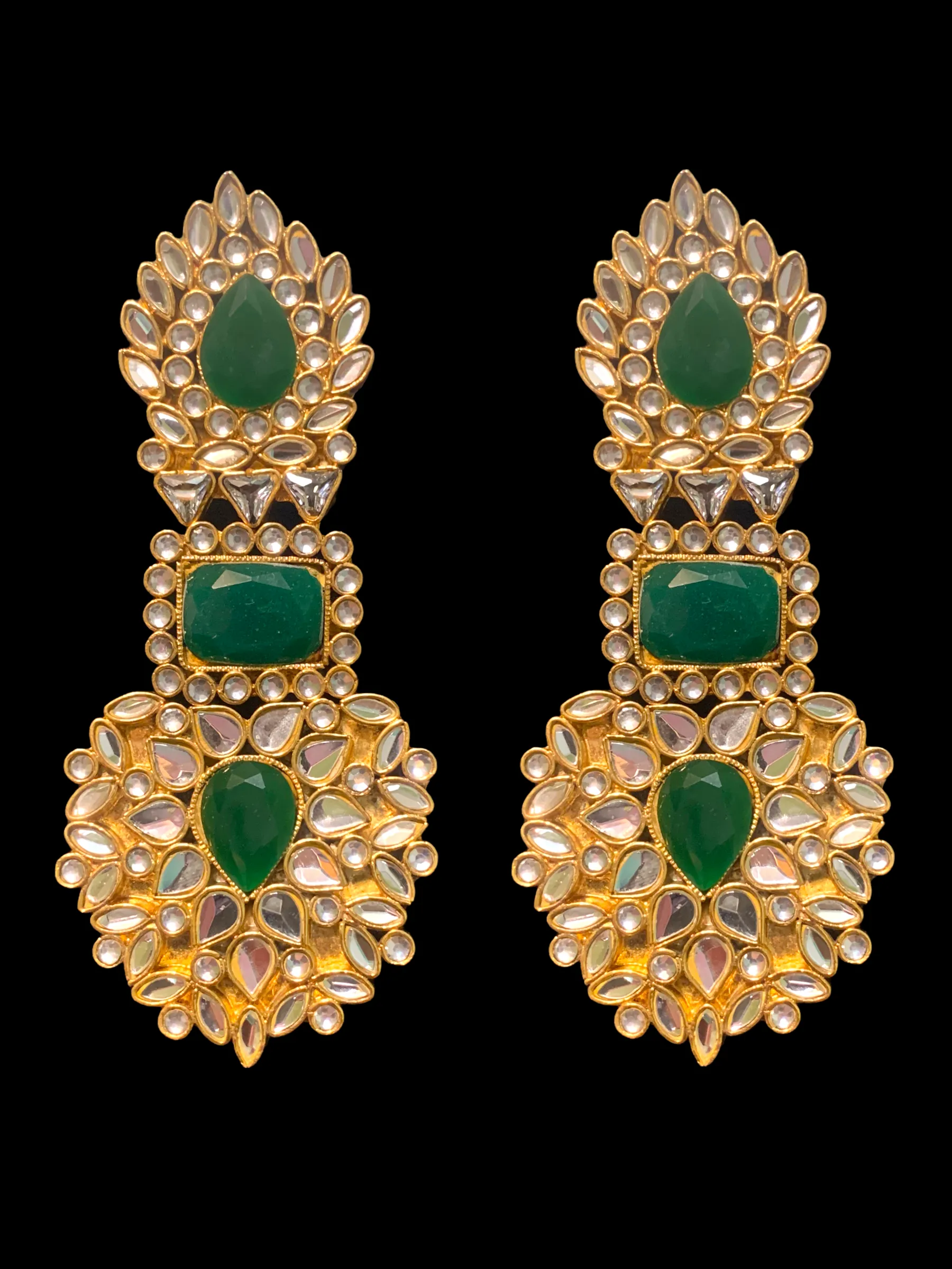 DER397 Ramsha kundan statement earrings ( SHIPS IN 4 WEEKS )