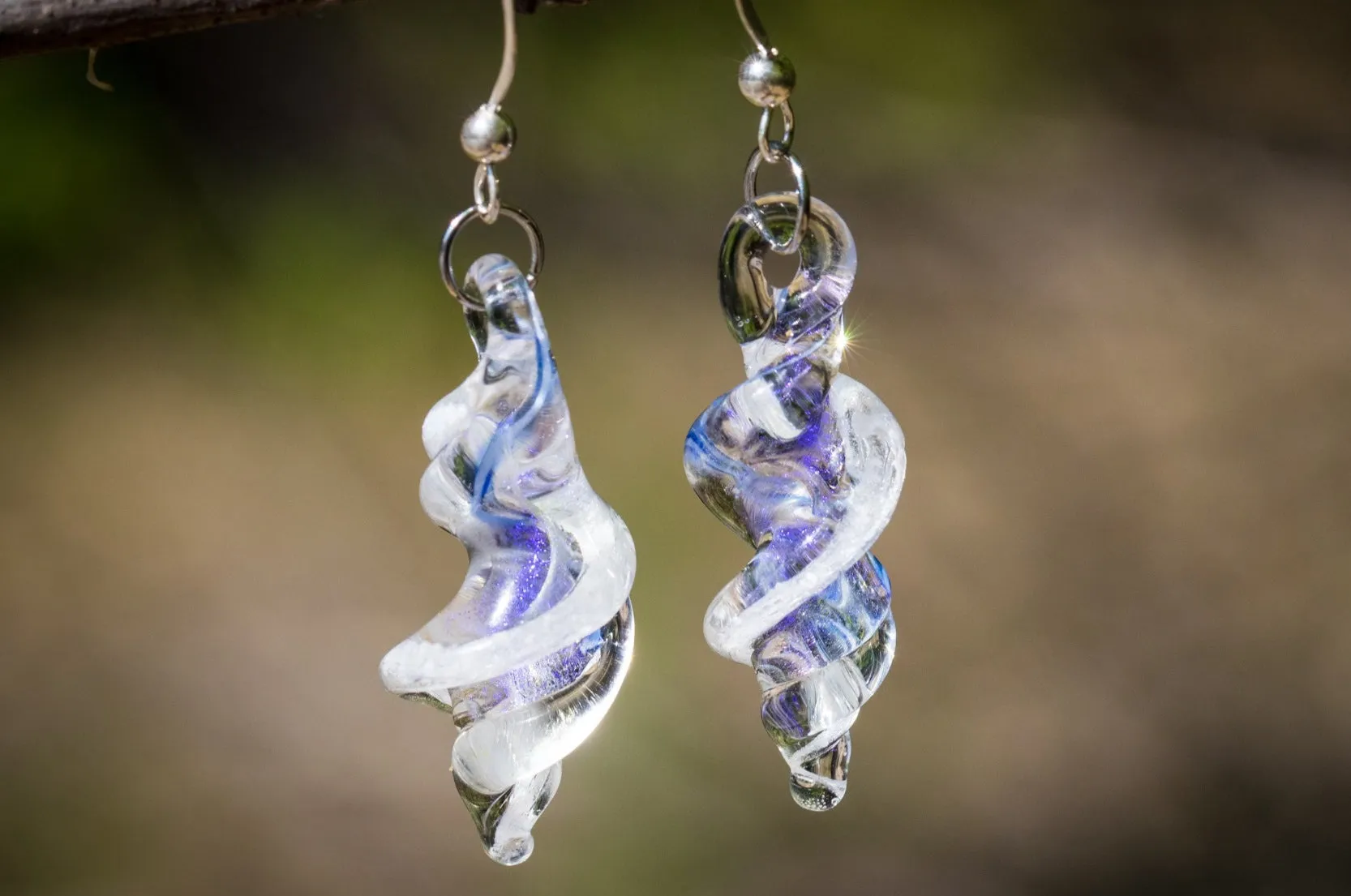 Dichroic Ripple Earrings with Ash