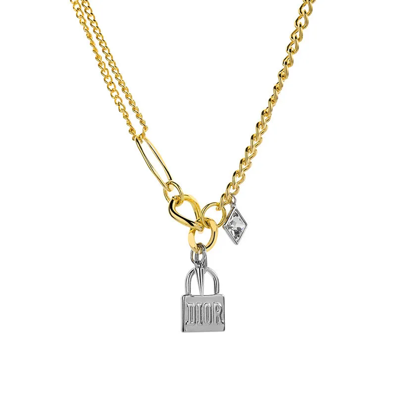 Diora Lock Two Tone Necklace