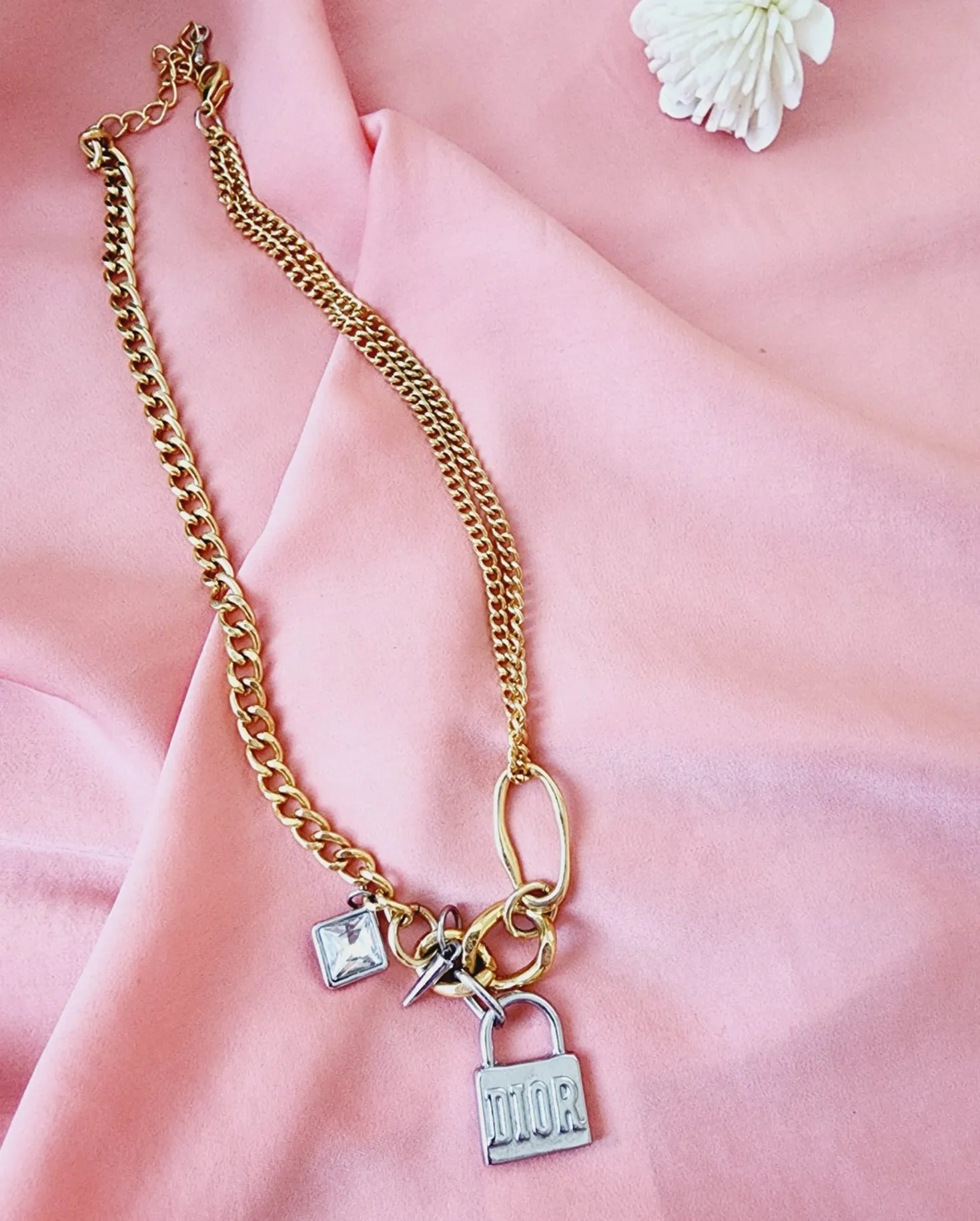 Diora Lock Two Tone Necklace