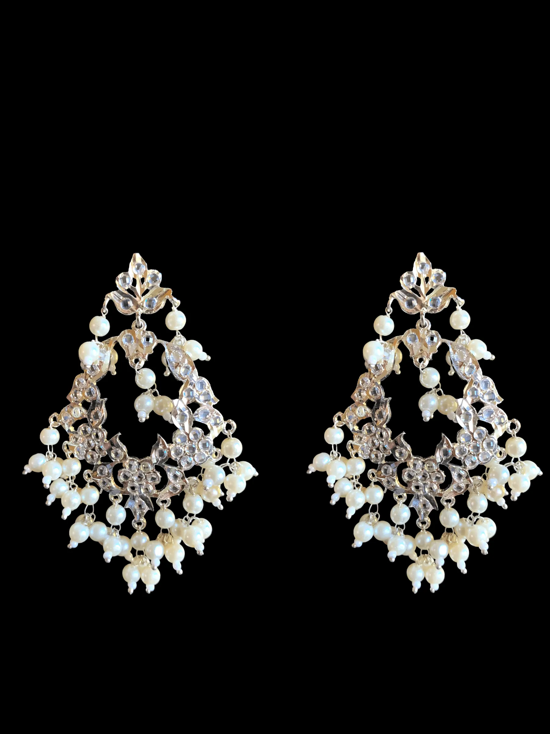 DJET22 Madhuri earrings tika set in silver plating   ( READY TO SHIP)