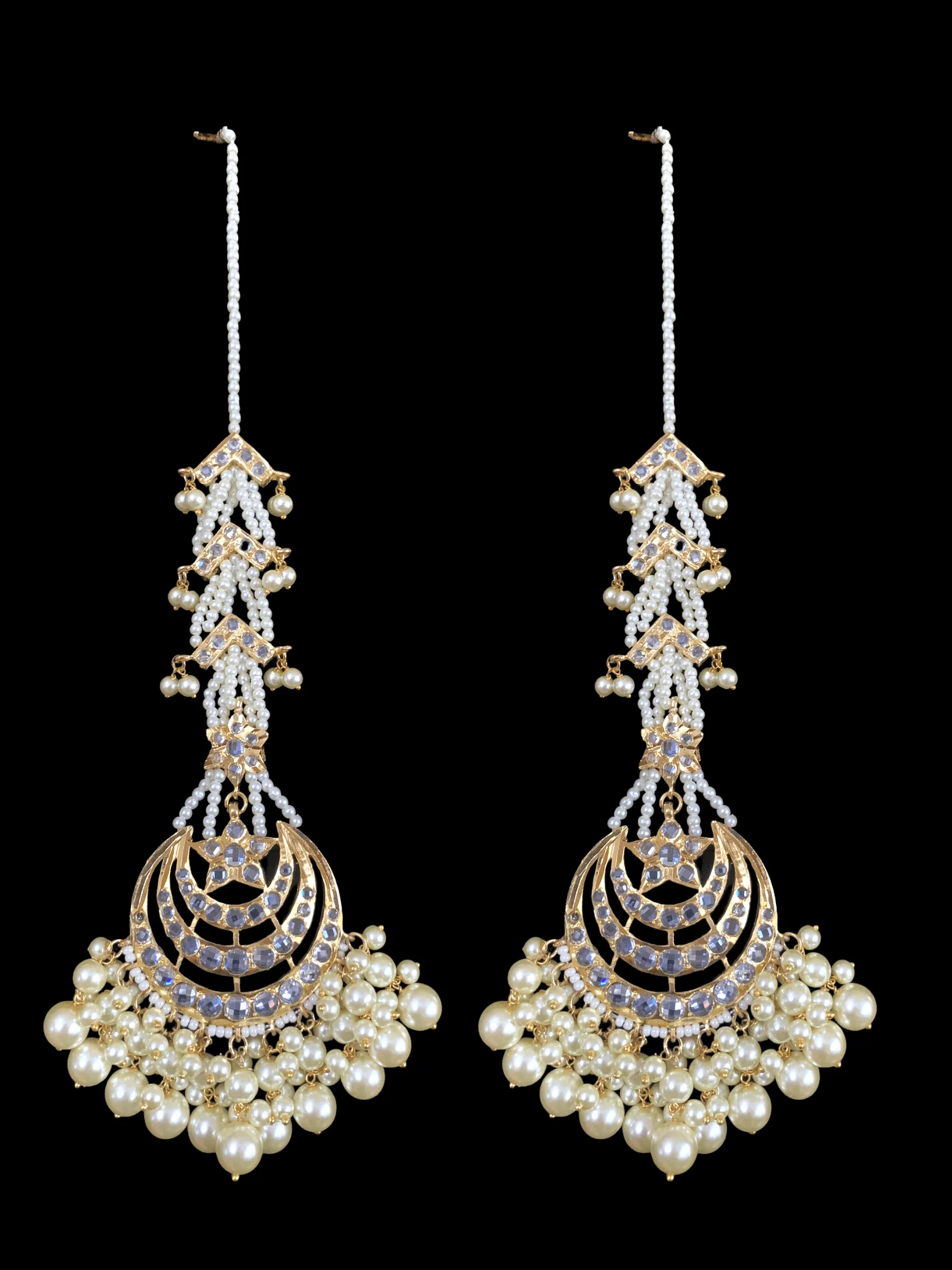 DJET28 Tahura earrings tika in pearls  ( READY TO SHIP )