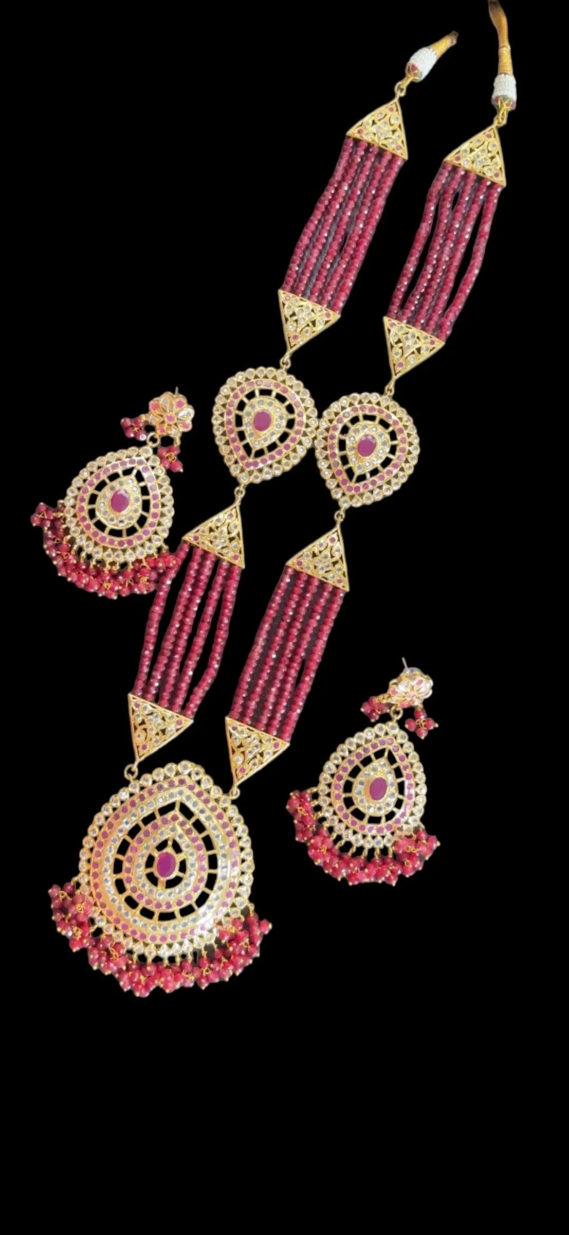 DLN47 Nadine long hyderabadi rani haar ( rubies) (READY TO SHIP )