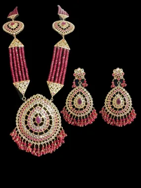 DLN47 Nadine long hyderabadi rani haar ( rubies) (READY TO SHIP )