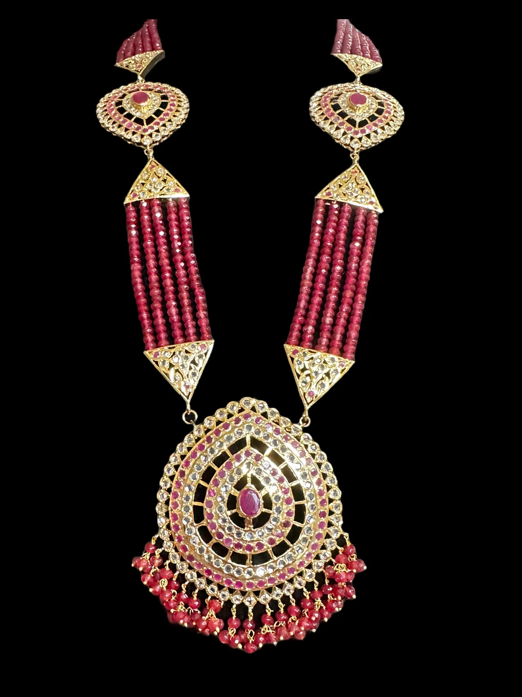 DLN47 Nadine long hyderabadi rani haar ( rubies) (READY TO SHIP )