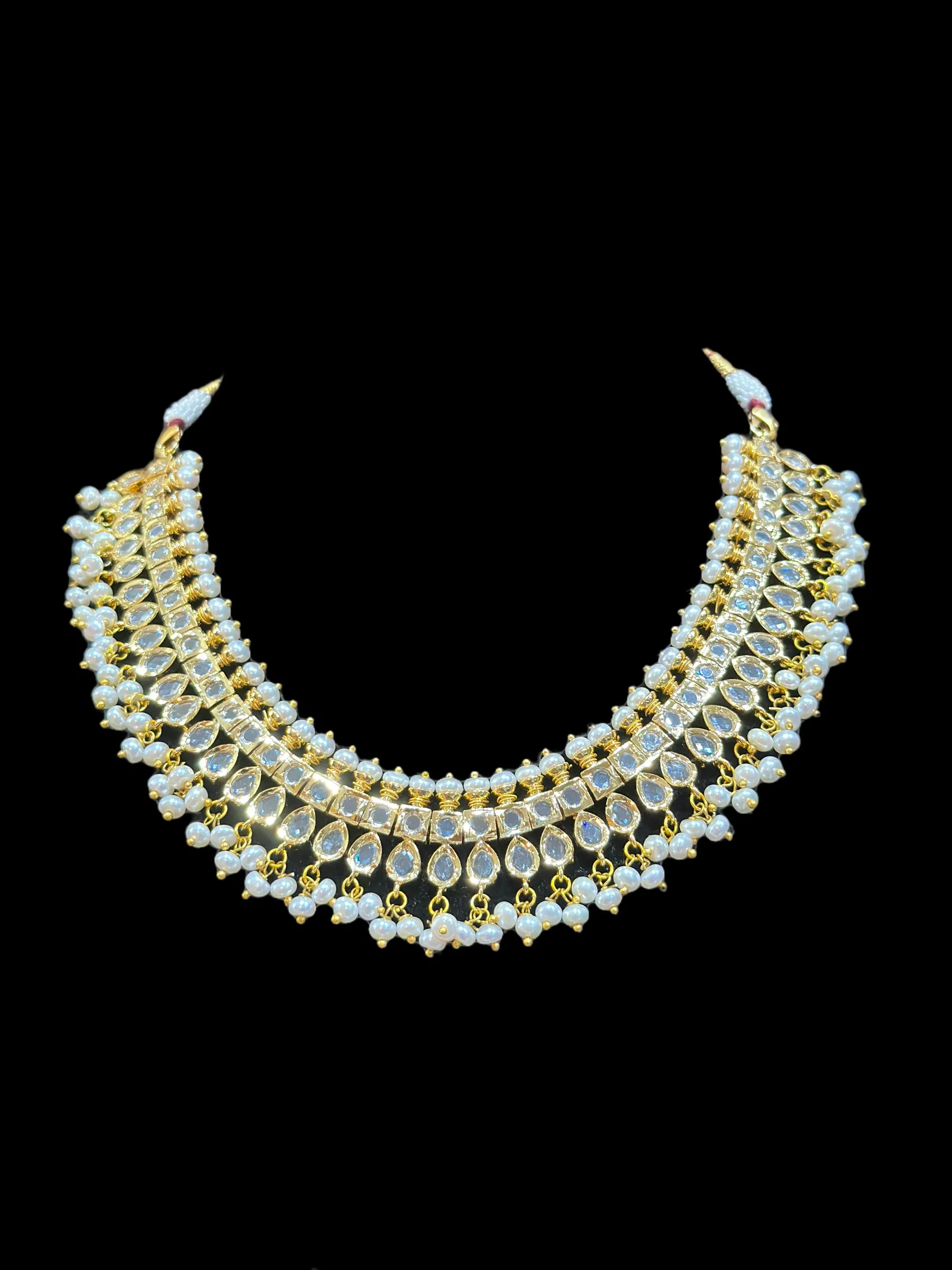 DNS17 Faiza necklace set in fresh water pearls    (SHIPS IN 4 WEEKS )