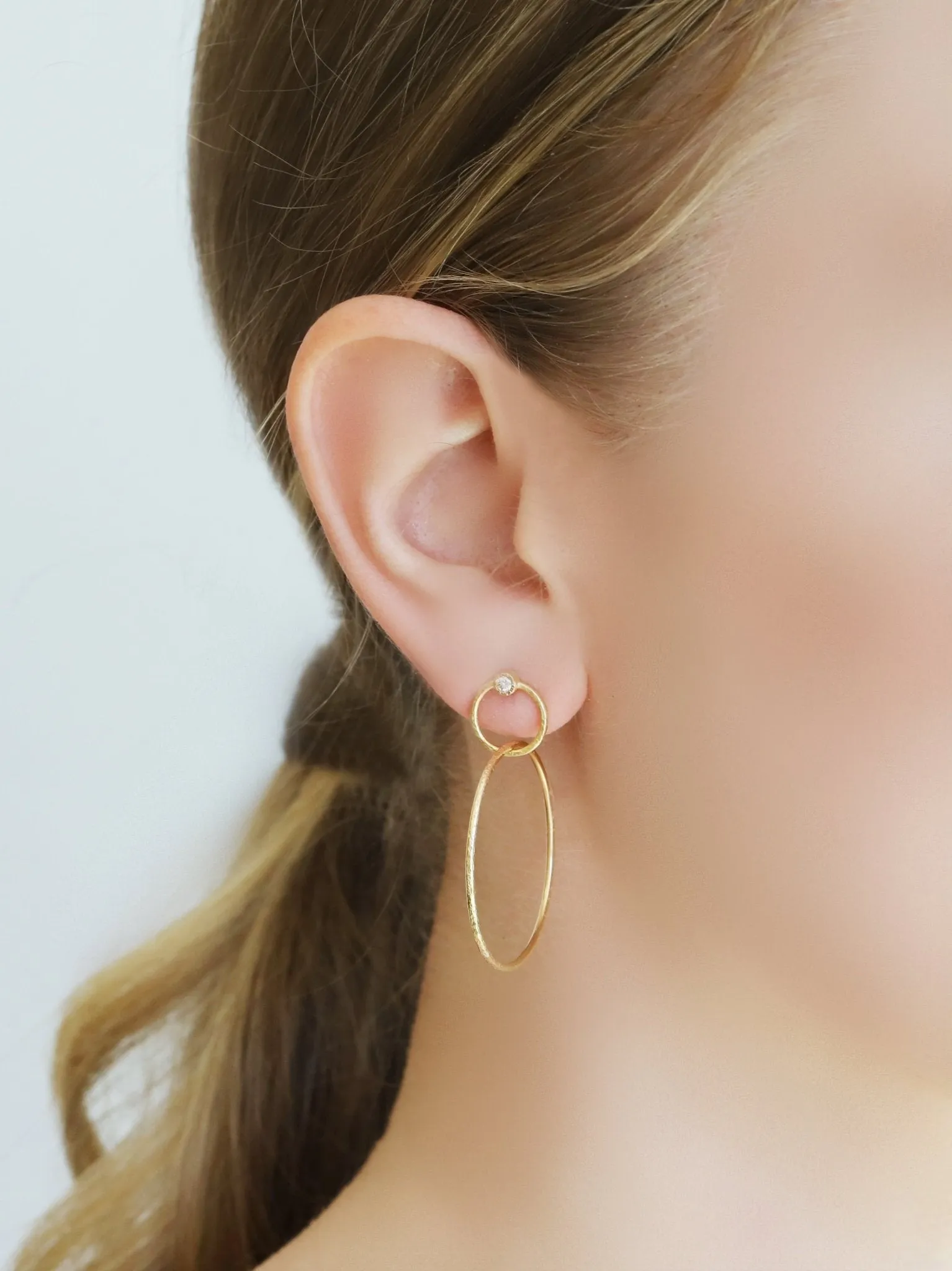 Double Circle Earrings with Diamonds