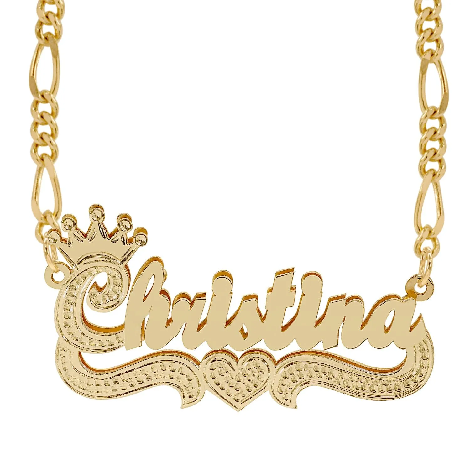 Double Plated Name Necklace Christina with Figaro chain