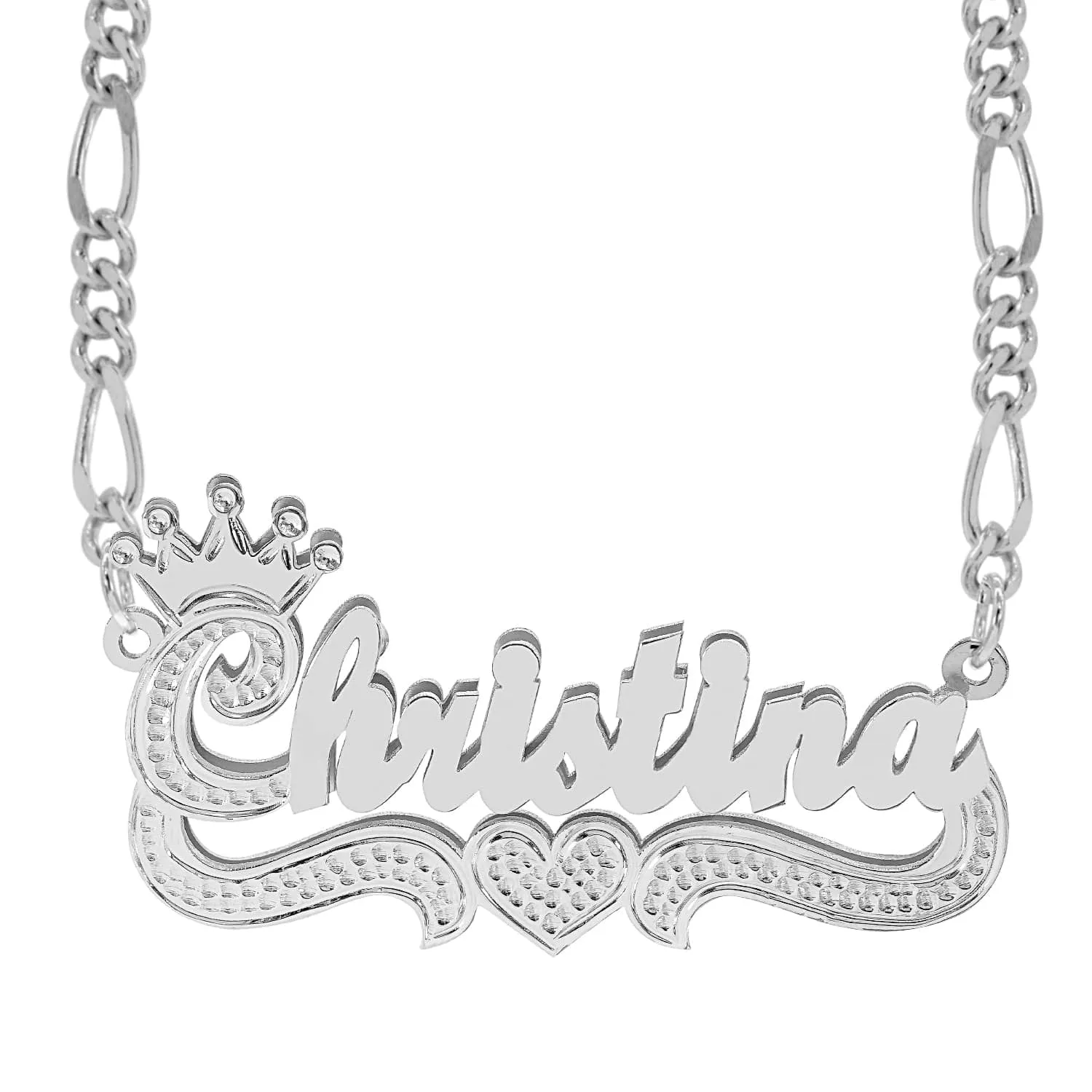 Double Plated Name Necklace Christina with Figaro chain