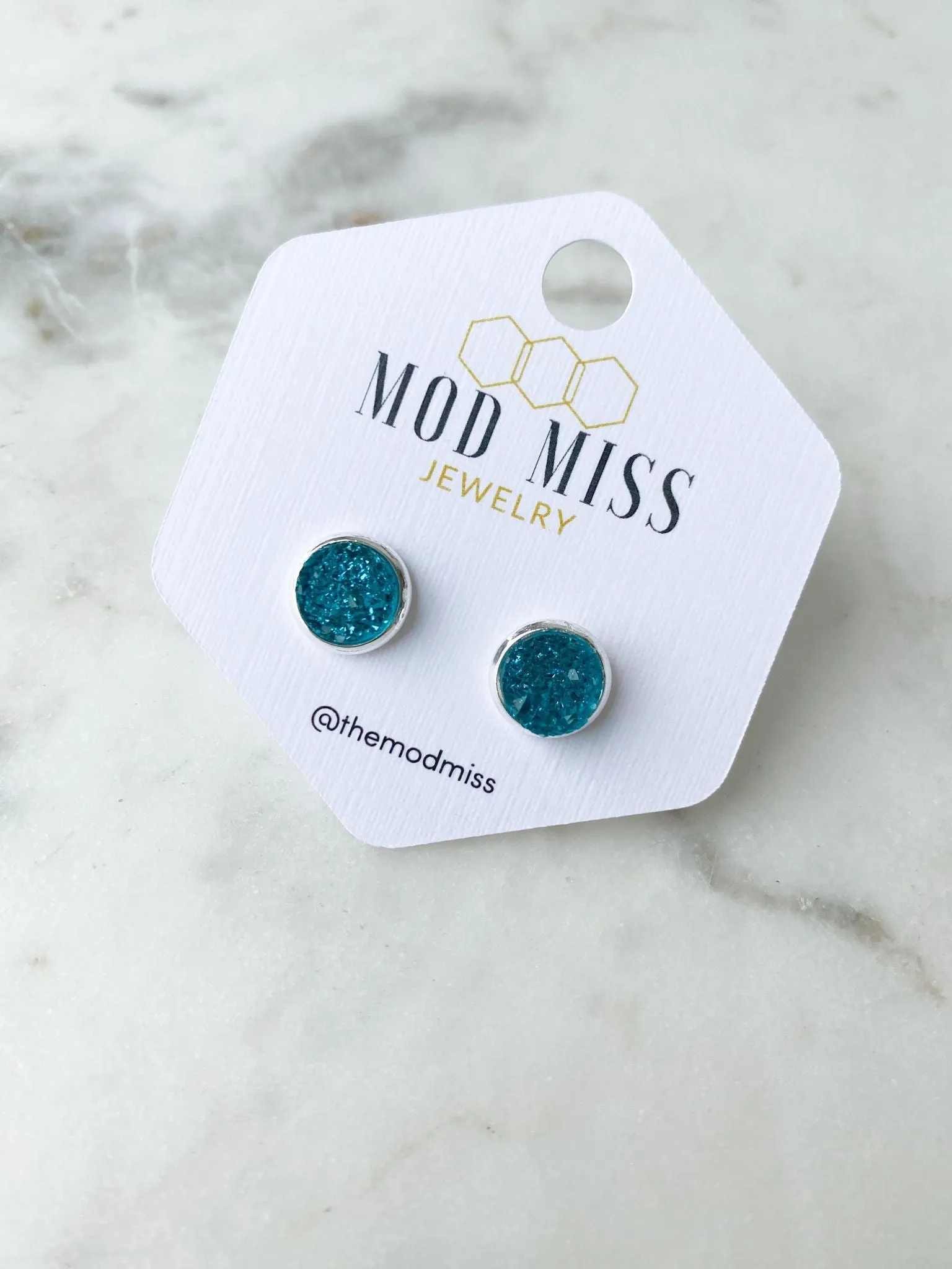 Druzy Stud Earring Teal