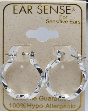 Ear Sense Earring F377S 15mm Twisted Silver Click Hoops