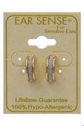 Ear Sense Earring F385, Gold with Glitter Huggins Stud