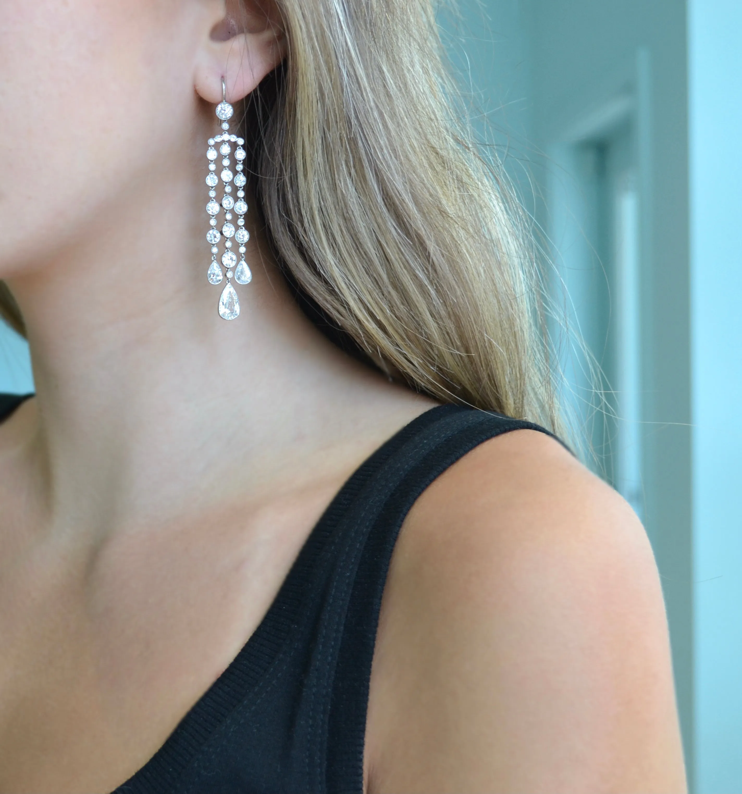 Unique One-of-a-Kind Platinum Diamond Chandelier Earrings