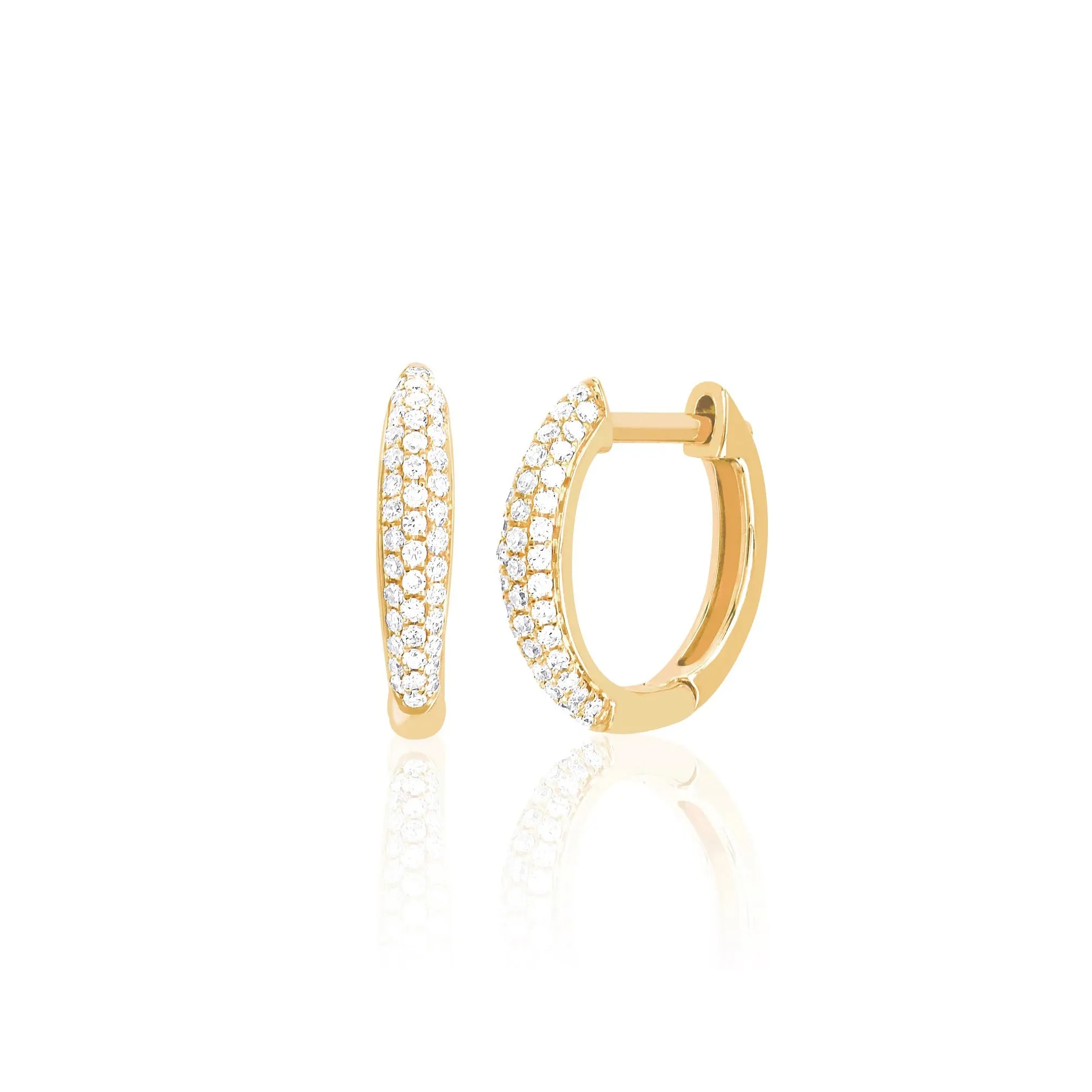 EF Collection - Diamond Dome Huggie Earrings, Yellow Gold